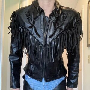 Women’s fringe leather jacket size Small